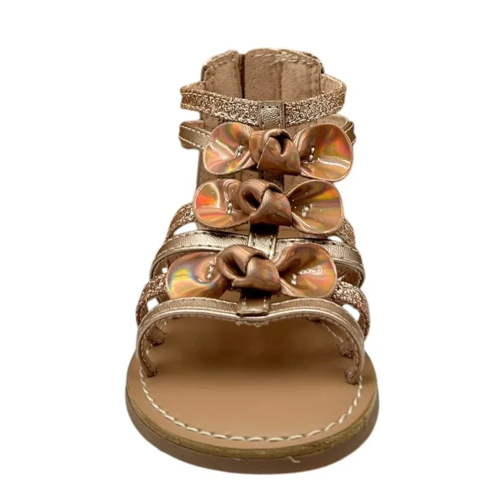 Jumping Beans Toddler Girls Gladiator Style‎ Sandals Size 7 Gold Brown Open Toe
